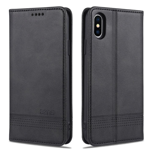 AZNS Magnetic Calf Texture Horizontal Flip Leather Case with Card Slots & Holder & Wallet For iPhone X / XS(Black)
