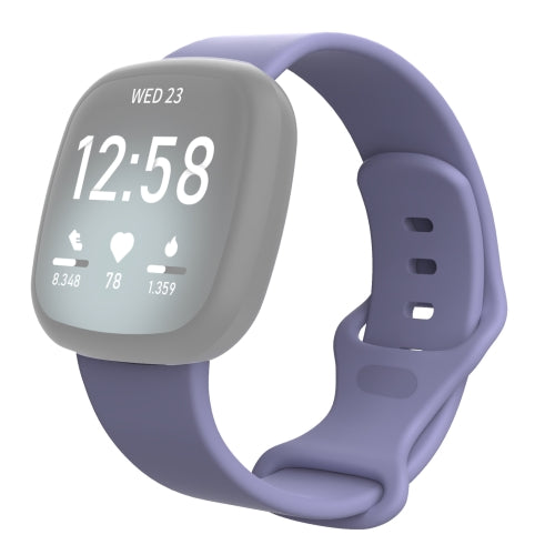 For Fitbit Versa 3 / Sense Silicone Replacement Strap Watchband, Size: S(Purple)