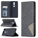 For Nokia 2.4 Rhombus Texture Horizontal Flip Magnetic Leather Case with Holder & Card Slots(Black)