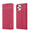 GEBEI Top-grain Leather Horizontal Flip Protective Case with Holder & Card Slots For iPhone 12 Pro Max(Rose Red)