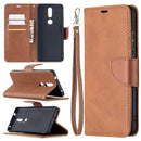 For Nokia 2.4 Retro Lambskin Texture Pure Color Horizontal Flip PU Leather Case with Holder & Card Slots & Wallet & Lanyard(Brown)