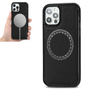 Cross Texture Embossing Magnetic PU + TPU Protective MagSafe Case For iPhone 12 Pro Max(Black)
