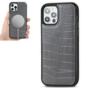 Crocodile Texture Embossing Magnetic PU + TPU Protective Magsafe Case For iPhone 12 / 12 Pro(Grey)