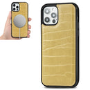 Crocodile Texture Embossing Magnetic PU + TPU Protective Magsafe Case For iPhone 12 Pro Max(Yellow)