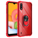 For Samsung Galaxy A01(US Version) Shockproof Transparent TPU + Acrylic Protective Case with Ring Holder(Red)