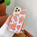 Orange Flower Pattern Shockproof Protective Case For iPhone 12 Pro Max