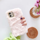 Pure Color Flat Plush Shockproof Case For iPhone 12 mini(Pink)