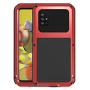 For Samsung Galaxy A51 5G LOVE MEI Metal Shockproof Waterproof Dustproof Protective Case with Glass(Red)