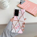 For Samsung Galaxy A71 Electroplating Stitching Pattern Soft TPU Protective Case(Stitching Pink Flowers)