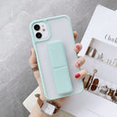 Transparent Shockproof Matte Protective Case with Wristband & Holder For iPhone 12 mini(Matcha)