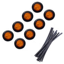 8 PCS Truck Trailer Yellow LED 2 inch Round Side Marker Clearance Tail Light Kits with Heat Shrink Tube
