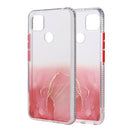 For Xiaomi Redmi 9C Marble Pattern Glittery Powder Shockproof TPU Case with Detachable Buttons(Red)