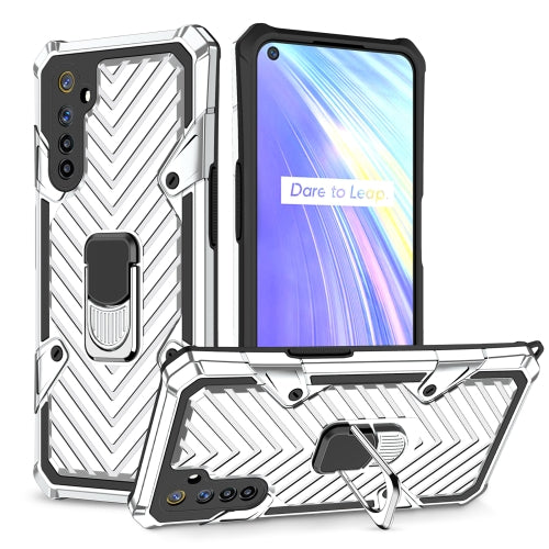 For OPPO Realme 6 Cool Armor PC + TPU Shockproof Case with 360 Degree Rotation Ring Holder(Silver)