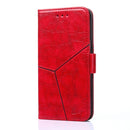 For OnePlus 6T Geometric Stitching Horizontal Flip TPU + PU Leather Case with Holder & Card Slots & Wallet(Red)