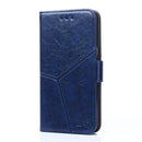 For OnePlus 7T Geometric Stitching Horizontal Flip TPU + PU Leather Case with Holder & Card Slots & Wallet(Blue)