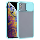 Sliding Camera Cover Design TPU Protective Case For iPhone XS / X(Sky Blue)