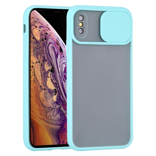 Sliding Camera Cover Design TPU Protective Case For iPhone XS Max(Sky Blue)