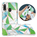 For Samsung Galaxy A40 Flat Plating Splicing Gilding Protective Case(Green Triangle Body Color Matching)