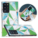 For Samsung Galaxy Note20 Ultra Flat Plating Splicing Gilding Protective Case(Green Triangle Body Color Matching)