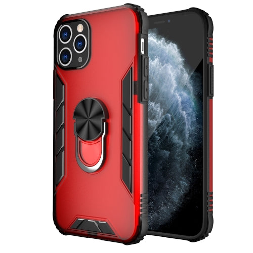Magnetic Frosted PC + Matte TPU Shockproof Case with Ring Holder For iPhone 11 Pro(China Red)
