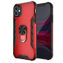 Magnetic Frosted PC + Matte TPU Shockproof Case with Ring Holder For iPhone 11(China Red)