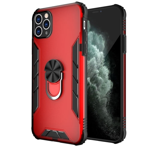 Magnetic Frosted PC + Matte TPU Shockproof Case with Ring Holder For iPhone 11 Pro Max(China Red)