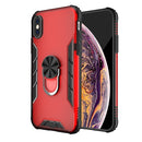 Magnetic Frosted PC + Matte TPU Shockproof Case with Ring Holder For iPhone XS / X(China Red)