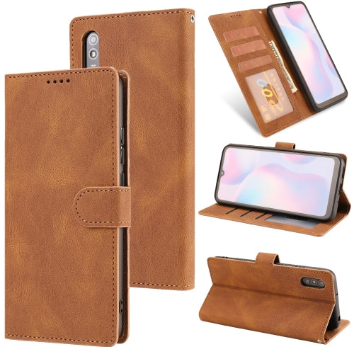 For Xiaomi Redmi 9A Fantasy Classic Skin-feel Calfskin Texture Magnetic Buckle Horizontal Flip PU Leather Case with Holder & Card Slot & Wallet(Brown)