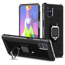For Samsung Galaxy M51 Carbon Fiber Protective Case with 360 Degree Rotating Ring Holder(Black)
