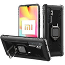 For Xiaomi Mi Note 10 Lite Carbon Fiber Protective Case with 360 Degree Rotating Ring Holder(Black)