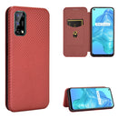 For OPPO Realme V5 / Realme Q2 Carbon Fiber Texture Magnetic Horizontal Flip TPU + PC + PU Leather Case with Card Slot(Brown)