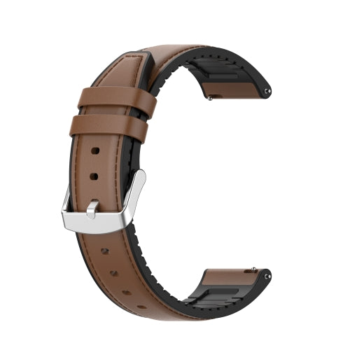 20mm Silicone Leather Replacement Strap Watchband for Samsung Galaxy Watch 3 41mm(Brown)