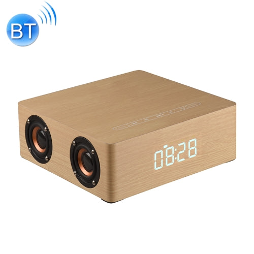 Q5C Multifunctional Wooden Touch Clock Display Bluetooth Speaker, Support TF Card & U Disk & 3.5mm AUX(Yellow Wood)