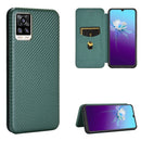 For vivo V20 4G (Indian Version) Carbon Fiber Texture Magnetic Horizontal Flip TPU + PC + PU Leather Case with Card Slot(Green)