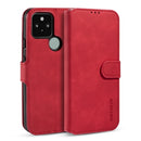 For Google Pixel 5 DG.MING Retro Oil Side Horizontal Flip Case with Holder & Card Slots & Wallet(Red)