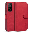For Xiaomi Mi 10T / 10T Pro DG.MING Retro Oil Side Horizontal Flip Case with Holder & Card Slots & Wallet(Red)