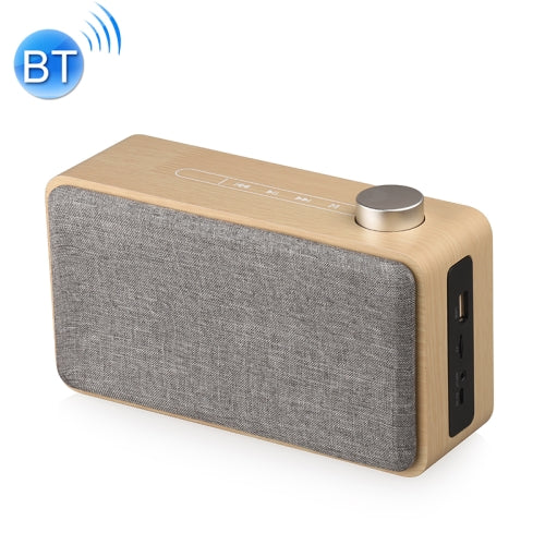 W5A Subwoofer Fabric Wooden Touch Bluetooth Speaker, Support TF Card & U Disk & 3.5mm AUX(Yellow Wood)