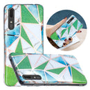 For Huawei P20 Flat Plating Splicing Gilding Protective Case(Green Triangle Body Color Matching)