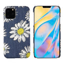 PC + Denim Texture Printing Protective Case For iPhone 12 / 12 Pro(White Cherysanthemum)