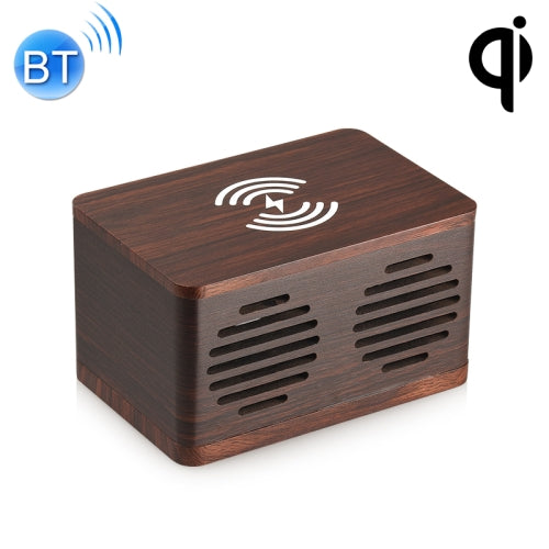 D70 QI Standard Subwoofer Wooden Bluetooth 4.2 Speaker, Support TF Card & 3.5mm AUX Brown