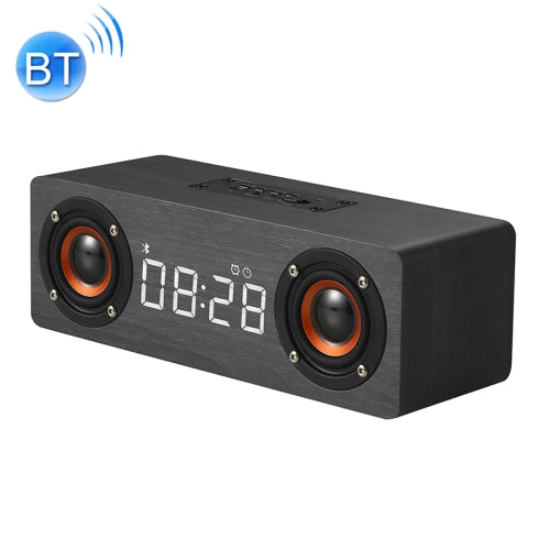 M5C Subwoofer Wooden Clock Bluetooth 4.2 Speaker, Support TF Card & 3.5mm AUX & FM Radio(Grey Wood Grain)