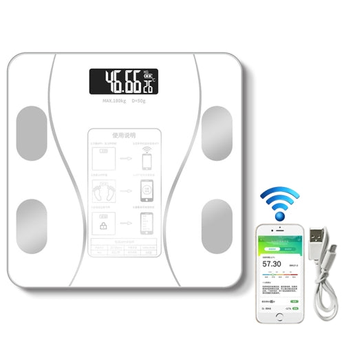 Household Smart Body Fat Electronic Weighing Scale, USB Charging Version (White)