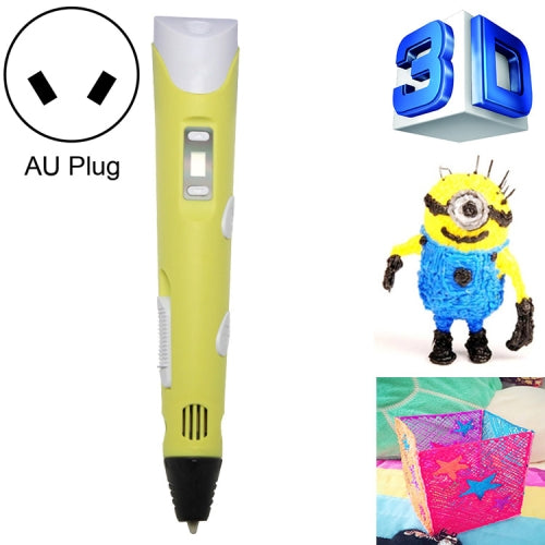 Hand-held 3D Printing Pen, AU Plug (Yellow)