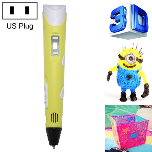 Hand-held 3D Printing Pen, US Plug(Yellow)