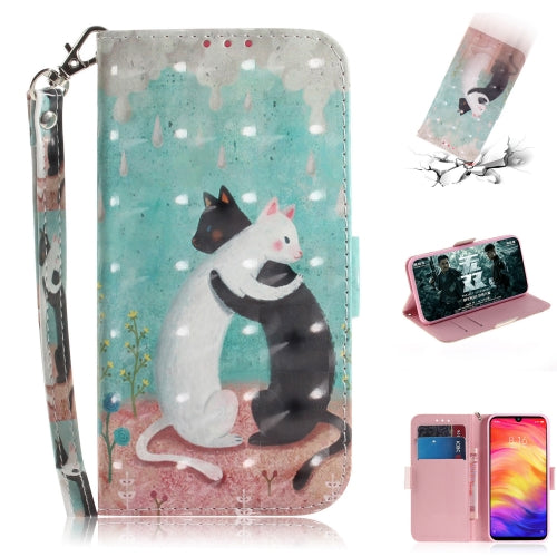 3D Coloured Drawing Horizontal Flip Leather Case with Holder & Card Slots & Wallet For Huawei P30 Lite(Black White Cat )