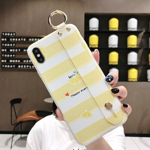 Lemon Pattern Wrist Strap TPU Case For iPhone XR(Lemon Pattern model B)
