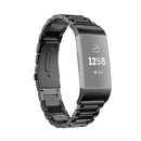 Three Beads Slingshot Buckle Solid Stainless Steel Wrist Strap Watch Band for Fitbit Charge 4 (Black)