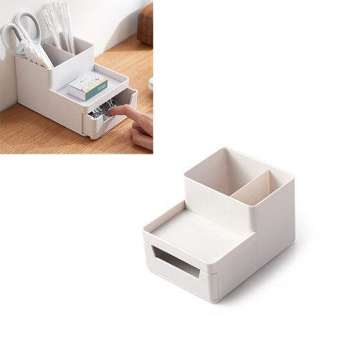 Desk-top Removable Pen Holder Stationery Box Assembly File Storage Box(Grey White)