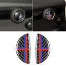 2 PCS Red Blue Color R / F Universal Car Door Handle Carbon Fiber Decorative Sticker for BMW Mini R55 / R56 / R60 / R61 / F55 / F54 / F60