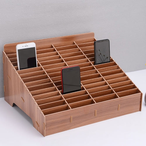 Wooden Multi-cell Mobile Phone Film Stand Desktop Display Rack, 60 Grids, Size: 41.7x34.5x23cm (Brown)